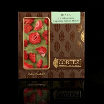 CZEKOLADA  BIAŁA Z HERBATĄ MATCHA I TRUSKAWKAMI