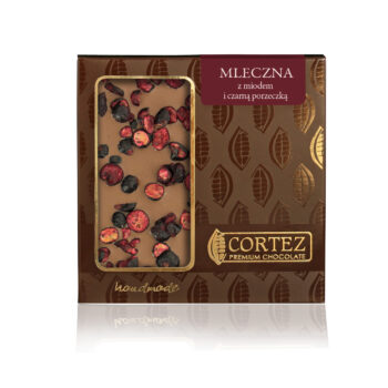CZEKOLADA MLECZNA Z MIODEM I CZARNĄ PORZECZKĄ 85 g