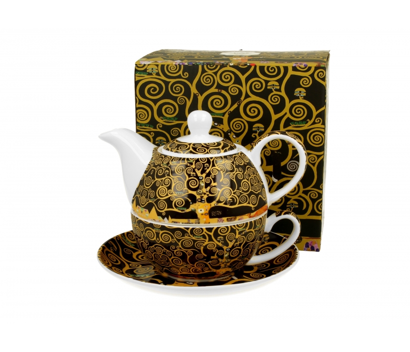 tea-for-one-porcelanowy-filizanka-z-dzbankiem-i-spodkiem-tree-of-life-inspired-by-gustav-klimt-1 filiżanka | dzbanek